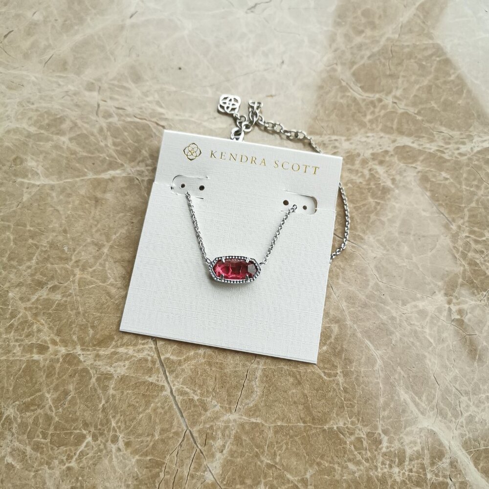 NEW Kendra Scott Silver Berry red glass Elisa Necklace